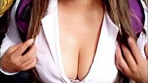 Watch this mexican milf prepare her dildo for class!