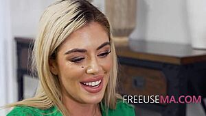 in this group fantasy, a pretty blonde babe gets her pussy fucked outdoors in public by the family