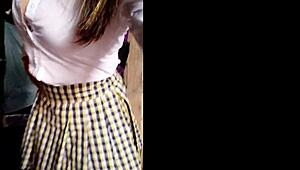 Watch this mexican milf prepare her dildo for class!