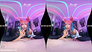 ahri rides on me and milks cock with her pussy