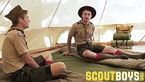 Smooth Scout Boys Wrestle Then Fuck Bareback In Tent