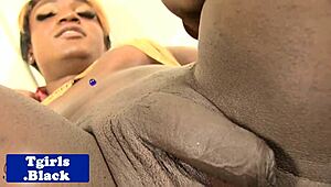 Big natural tits squeezed around dildo toy