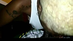 Blonde performs sloppy oral activity