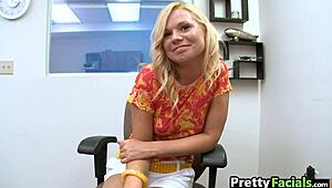 Yasmine Gold gives slutty blonde teen facial