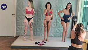 girls changing panties backstage