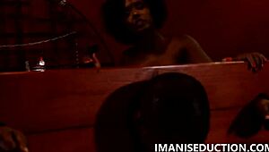 Sexy domme spanks sub in pillory!