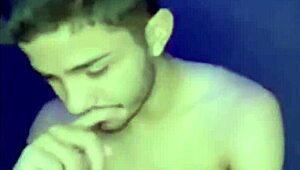 gay guy masturbates alone and shoots cum on his hand