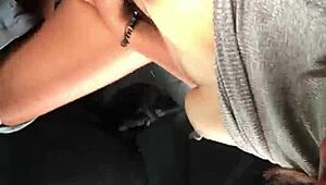 Uber ride turns steamy in the car outdoors