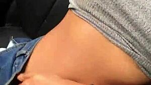 Uber ride turns steamy in the car outdoors