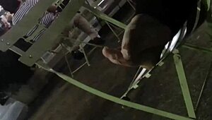 stocking feet teasing in hidden candid moments