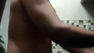 Look At That Macho Guy Washing Dishes Naked!