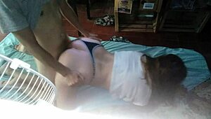 Latina Girlfriend Bent Over for Nighttime Doggystyle Action