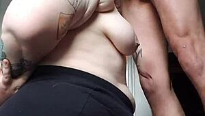 Chubby redhead participates in a blindfolded activity with facial outcome