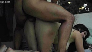 joybear captures the first passionate encounter of a tattooed brunette couple in hardcore doggystyle