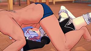 Re Zero Rem desk doggy sex and blowjob