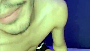 gay guy masturbates alone and shoots cum on his hand