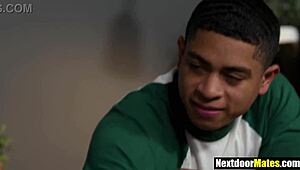 Gay jocks convince straight guy for threesome