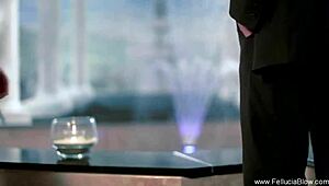 Jazzy blonde babe delivers flawless blowjob with sticky cumshot