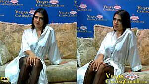 Alice Thunder's First BDSM Casting In Vegas, Squirting While Tied Up, Close-Up POV With Gag And Blindfold