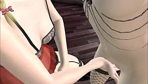 I'm watching this animated goth lesbian threesome with bondage and assfucking