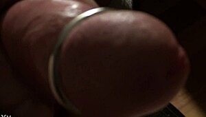 Pierced cock gets rock hard with intense handjob