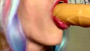 Tied Cutie Sucks Cock Dildo Fuck Machine!