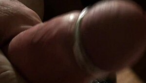 Pierced cock gets rock hard with intense handjob