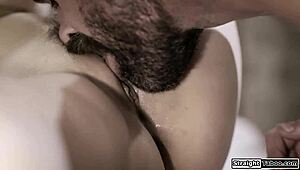 Boss dominates euro maid with deepthroat by pool 😈