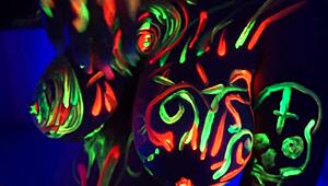 Redhead Amelia, why masturbate with body painted while listening to music?