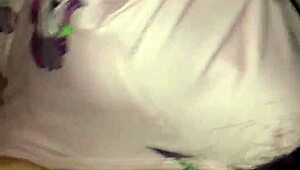 she takes a cumshot in her mouth during the ebony blowjob.