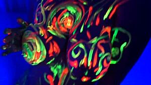 Redhead Amelia, why masturbate with body painted while listening to music?