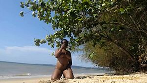 Public blowjob outdoors at beach