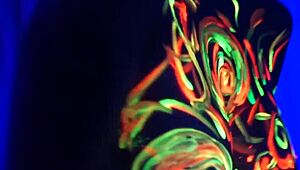 Redhead Amelia, why masturbate with body painted while listening to music?