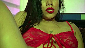 Teen Amateur Dances in Red Lingerie, Cums for Linda Houston