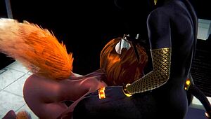 furry hentai story: anubis dogboy licks foxygirl in toilet, creampie bdsm cosplay, asian anime cumshot