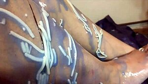 Brunette Gets Messy With Spaghetti, Gunge, Clingfilm, And Mud. 😄