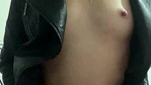 sexy girl sits on chair and starts masturbating slowly