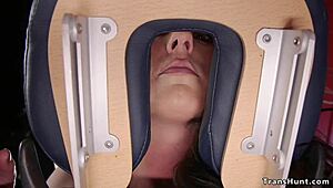 big dick shemale masseuse slams brunette hard in session