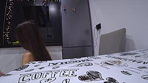 real cheating wife bangs neighbor in kitchen