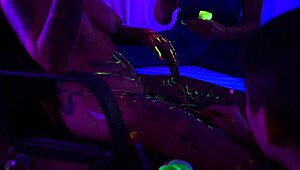 Redhead Amelia, why masturbate with body painted while listening to music?