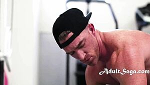 Gay gym jocks roman todd and nick fitt engage in bareback blowjob