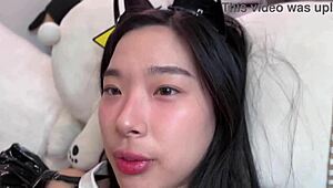 Pov e-girl in cat maid cosplay loses challenge. Asian gamer nerd dominates with a cumshot finish.