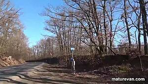 Family Takes Care of Mommy in a Wild Car Encounter with Hairless Mother-in-Law Sucking and Doggystyle Action