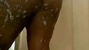 i'm enjoying a relaxing shower time with wet ebony skin