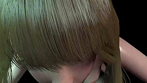 Cute blonde performs intense blowjob in dark 3D hentai dating scene