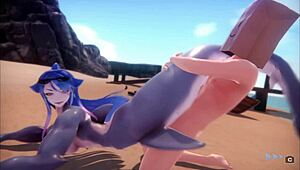 Monster girl creampied in tight mermaid pussy hentai