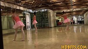 HD video of teen ballerinas fingering and licking each other