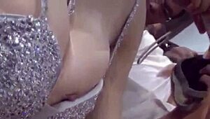 Voyeur Downblouse Clip Captures Sneaky Glances in Public Hidden Moments