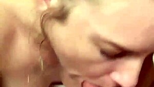 homemade milf gives blowjob with cumshot facial.