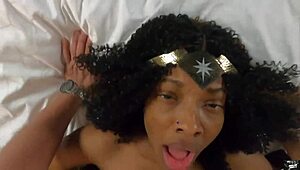 Black girl samantha swallows two cum loads on casting couch